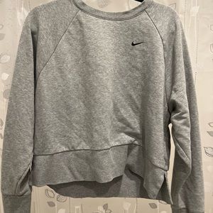 nike grey running sweatshirt with slit back
